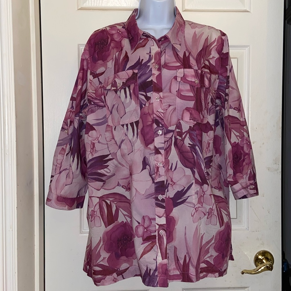 Caribbean Joe 3/4 Adjustable Sleeve Shirt